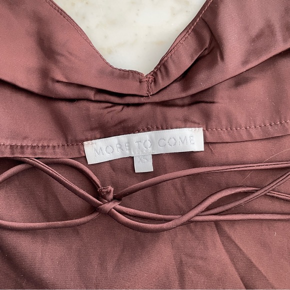 MORE TO COME | Veronica Silk Tie Halter Top in Brown with rosette - Picture 5 of 6